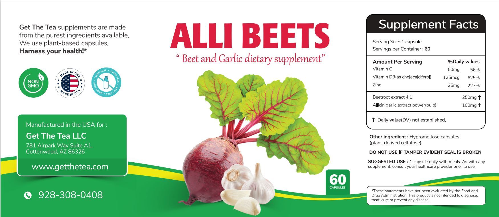 Alli Beets Supplement Facts label